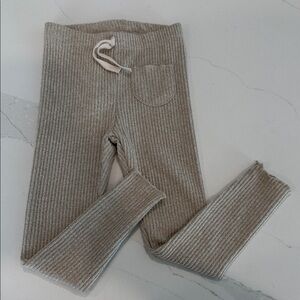Zara Kids Ribbed Knit Leggings - Taupe